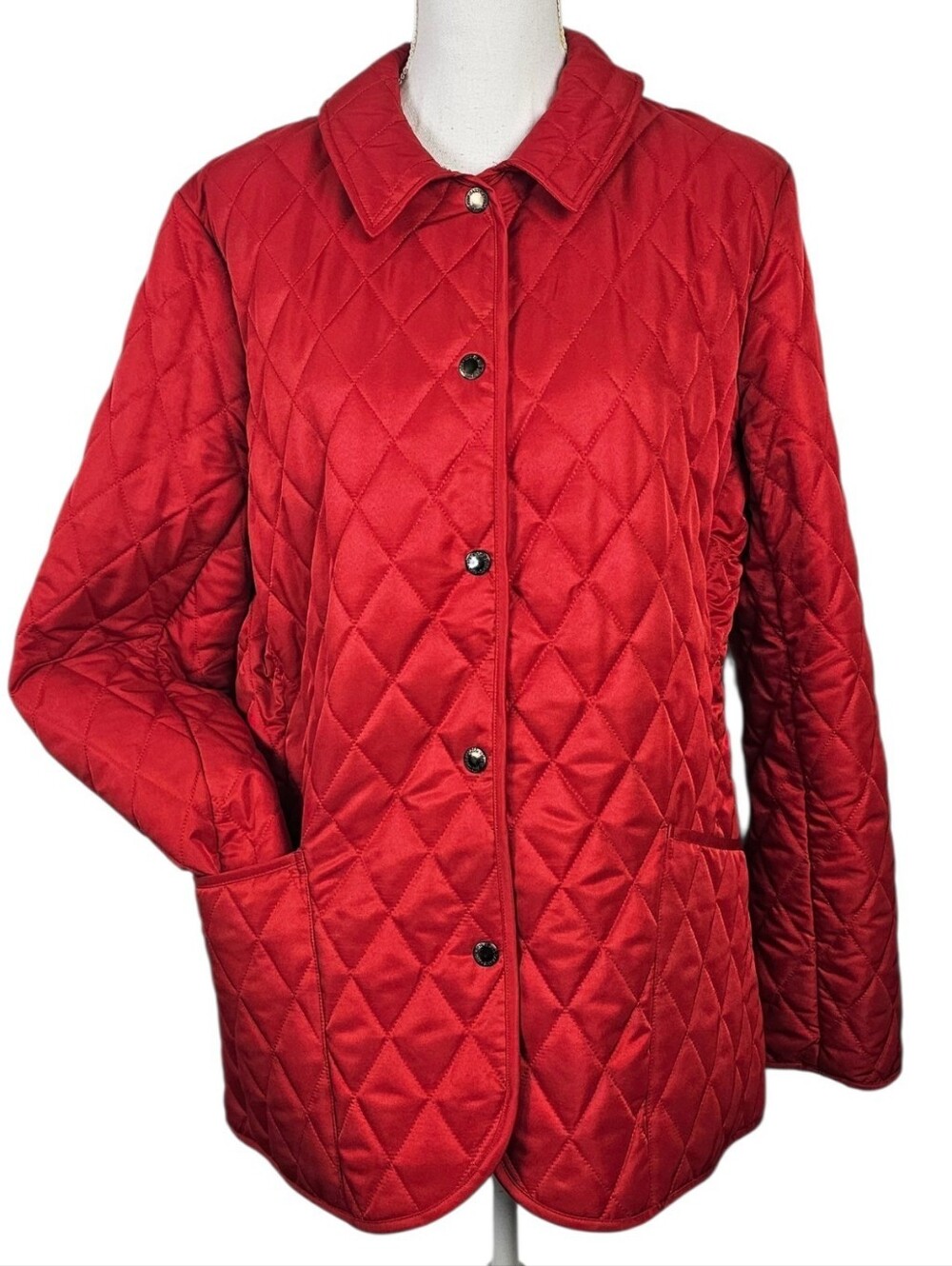 Vintage Steve & Barry's Womens XL Red Quilted Jacket Y2K Snap Front Coat